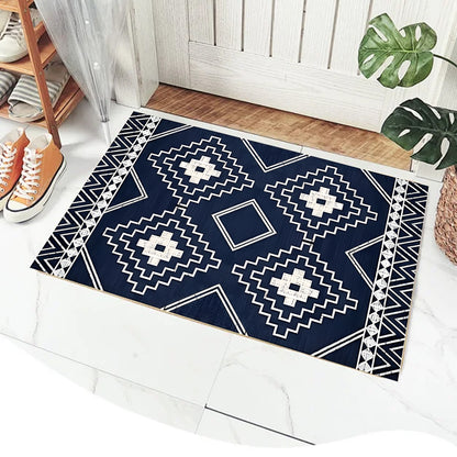 Anti-Slip Entrance Mat Bamboo-Cotton Blend Geometric Design