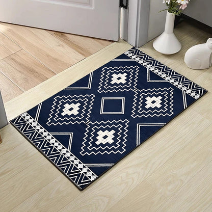 Anti-Slip Entrance Mat Bamboo-Cotton Blend Geometric Design