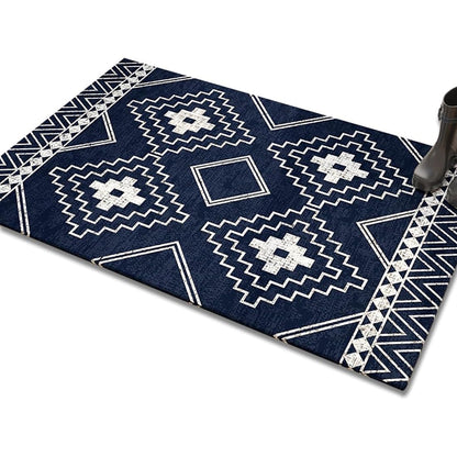 Anti-Slip Entrance Mat Bamboo-Cotton Blend Geometric Design