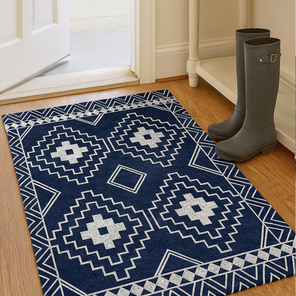 Anti-Slip Entrance Mat Bamboo-Cotton Blend Geometric Design