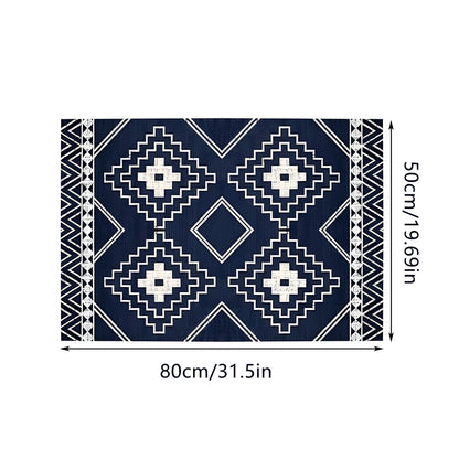 Anti-Slip Entrance Mat Bamboo-Cotton Blend Geometric Design