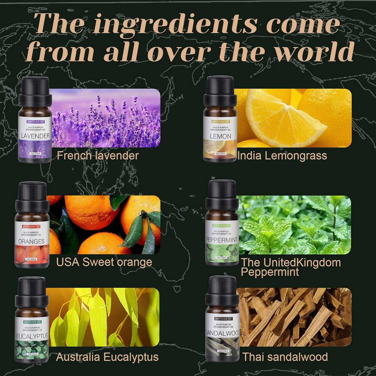 Essential Oil Set 6 Bottles Natural Aromatherapy Oils for Relax and Massage AU