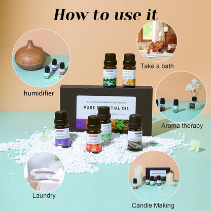 Essential Oil Set 6 Bottles Natural Aromatherapy Oils for Relax and Massage AU
