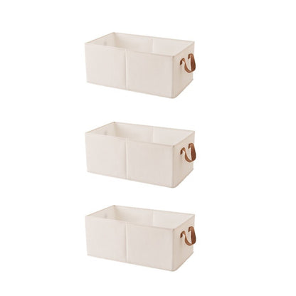 3PCS Cotton Linen Storage Box Set Foldable Washable Bedroom Wardrobe Organizer