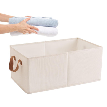 3PCS Cotton Linen Storage Box Set Foldable Washable Bedroom Wardrobe Organizer