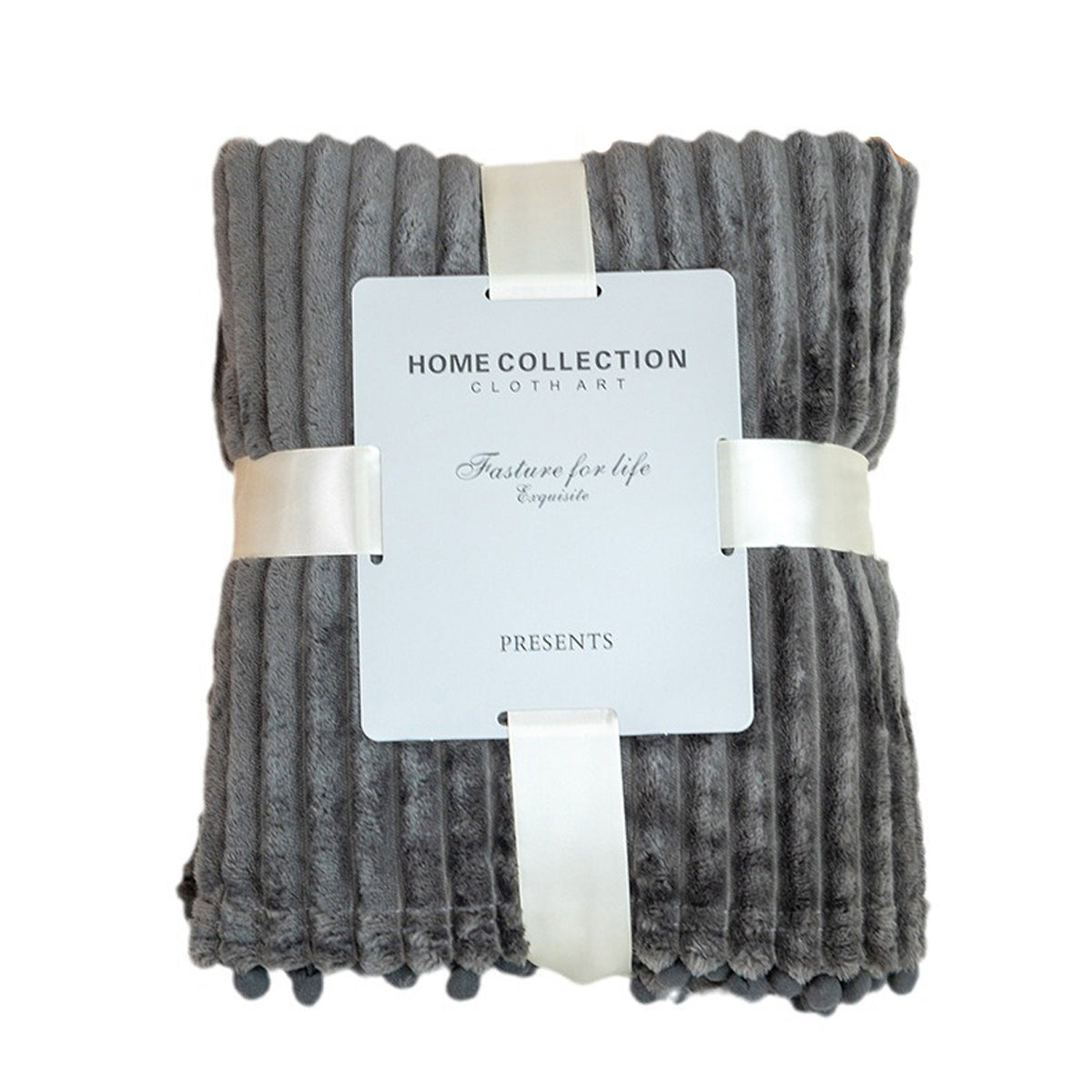 Grey Flannel Stripe Blanket Nap Lounge Throw For Sofa Cover Warm Bed Blanket