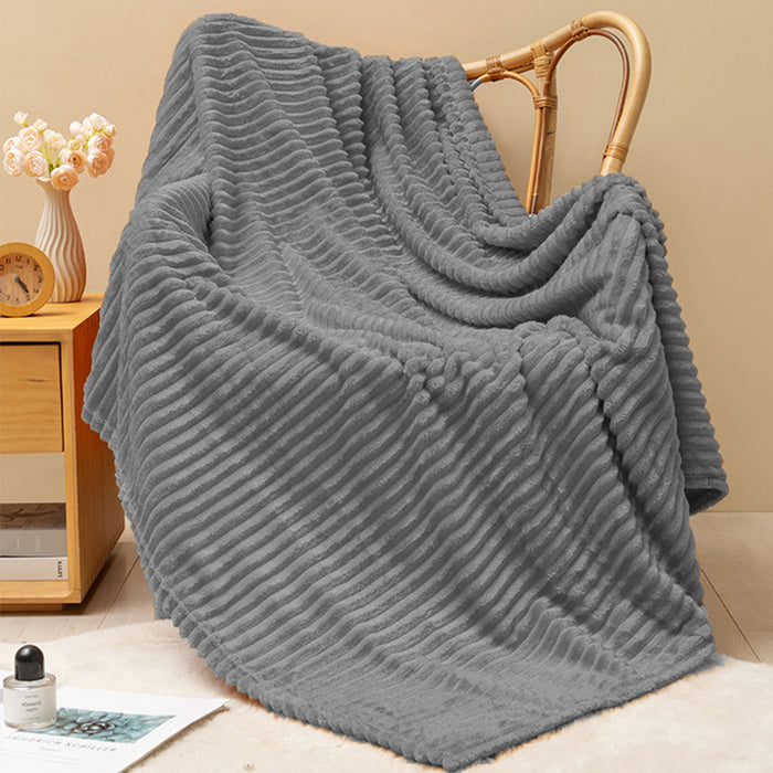 Grey Flannel Stripe Throw Blanket
