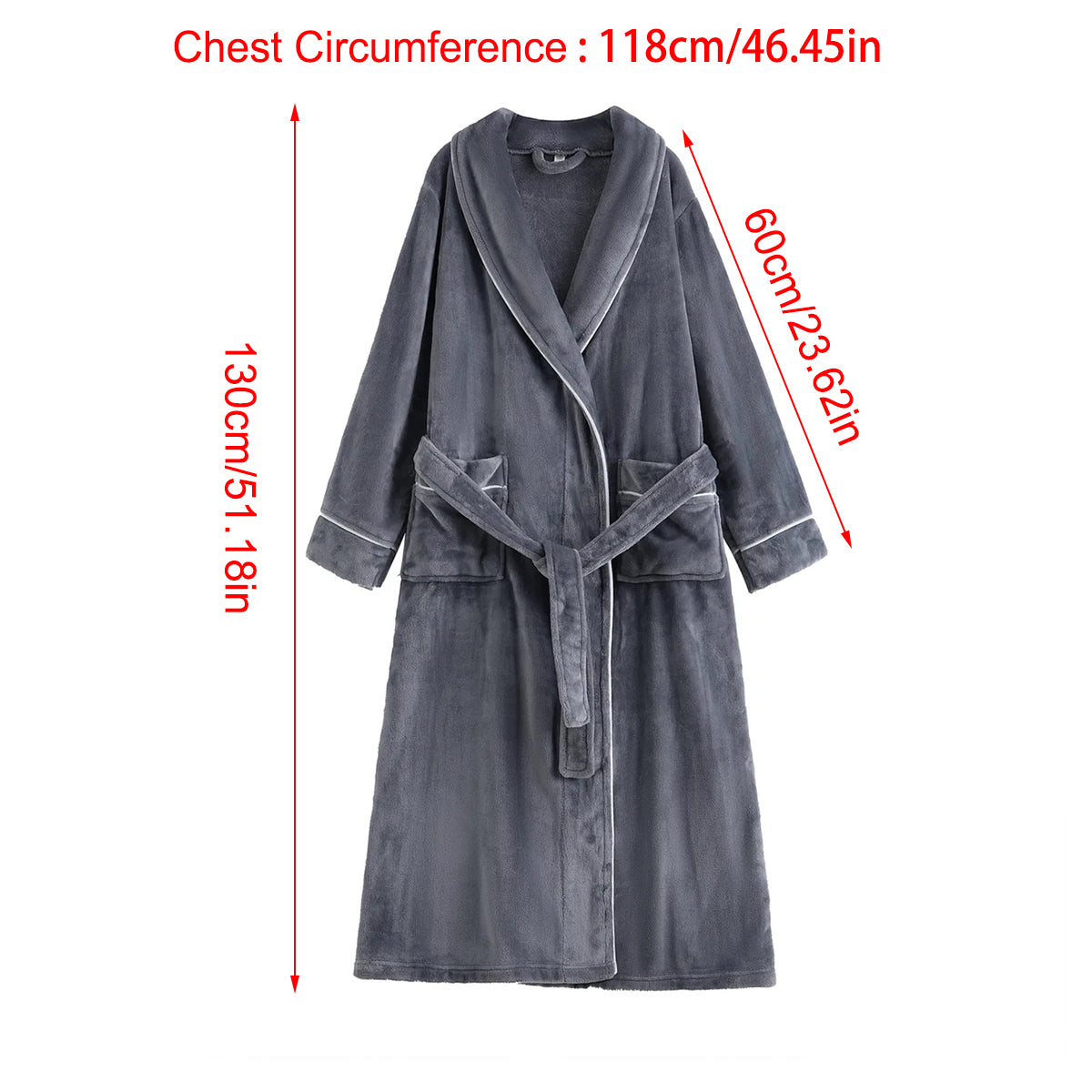 Flannel Bathrobe Coral Fleece Warm Nightgown for Men and Women