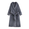 Fleece Bathrobe with Belt and Front Pockets — Grey