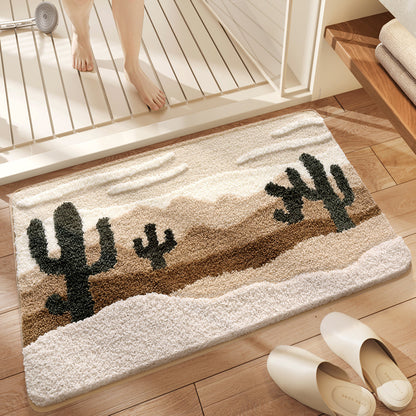 Nonslip Absorbent Door Mat Shower Bathroom Flocking Foot Mat Modern Simple Style