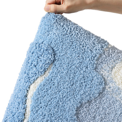 Nonslip Absorbent Door Mat Shower Bathroom Flocking Foot Mat Modern Simple Style
