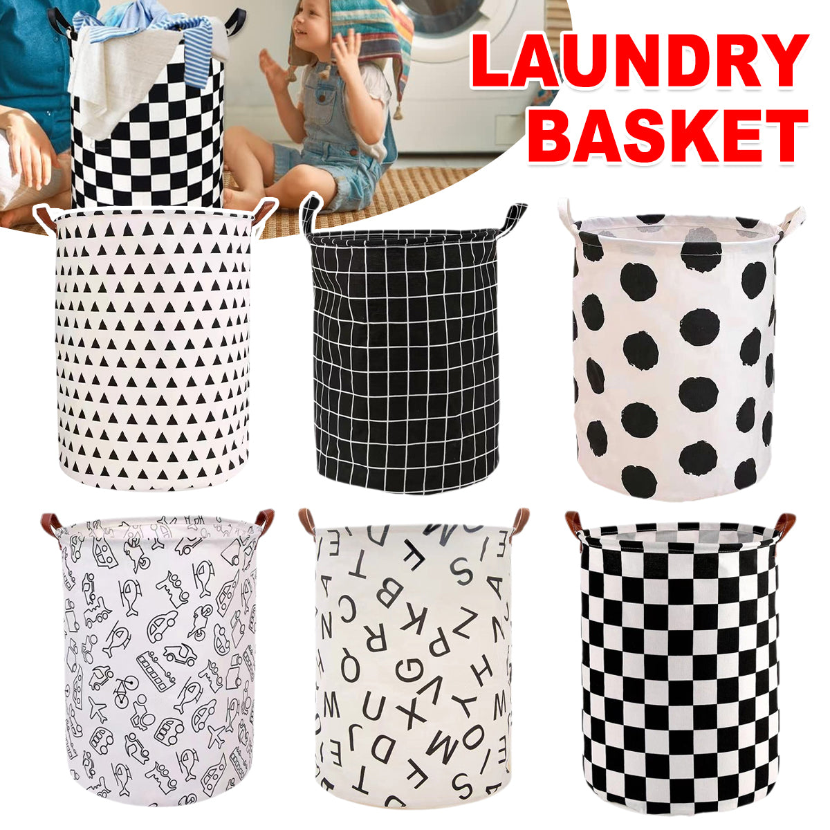 Foldable Waterproof Laundry Basket with Reinforced Handles