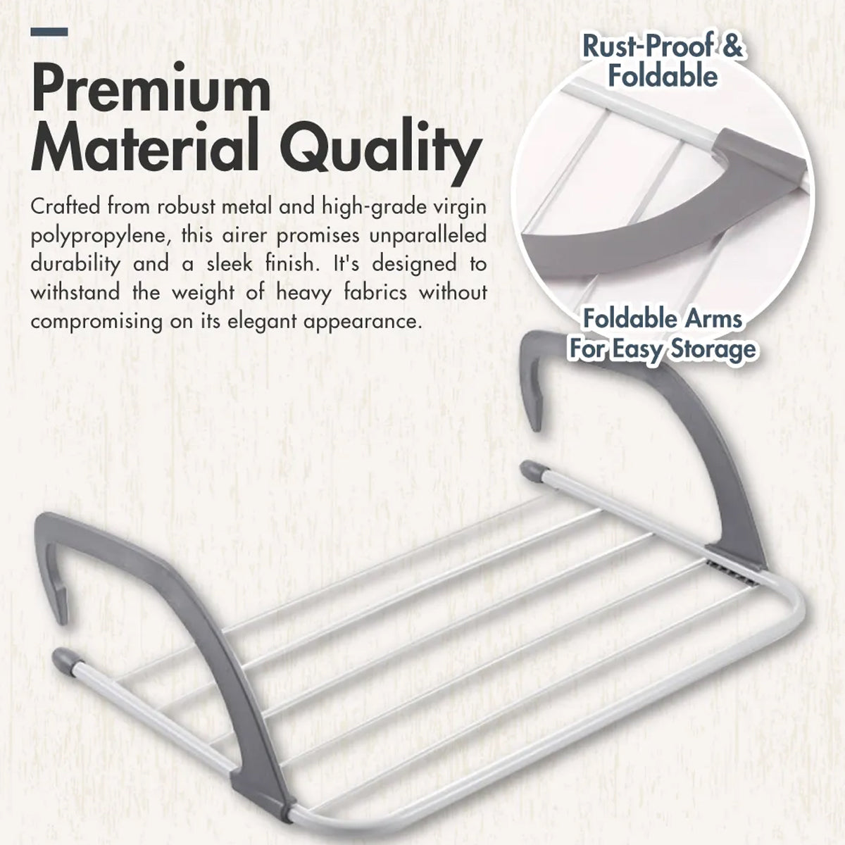 2 Pcs Foldable Drying Rack with Adjustable Hooks – Product View 11