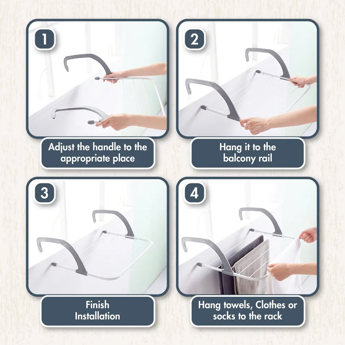 2 Pcs Foldable Drying Rack with Adjustable Hooks – Product View 9