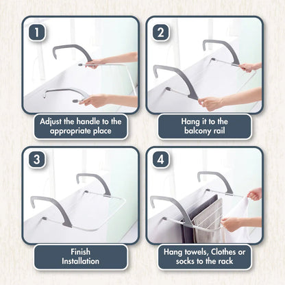2 Pcs Foldable Drying Rack with Adjustable Hooks – Product View 9