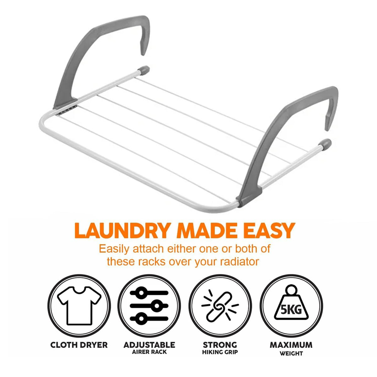 2 Pcs Foldable Drying Rack with Adjustable Hooks – Product View 12