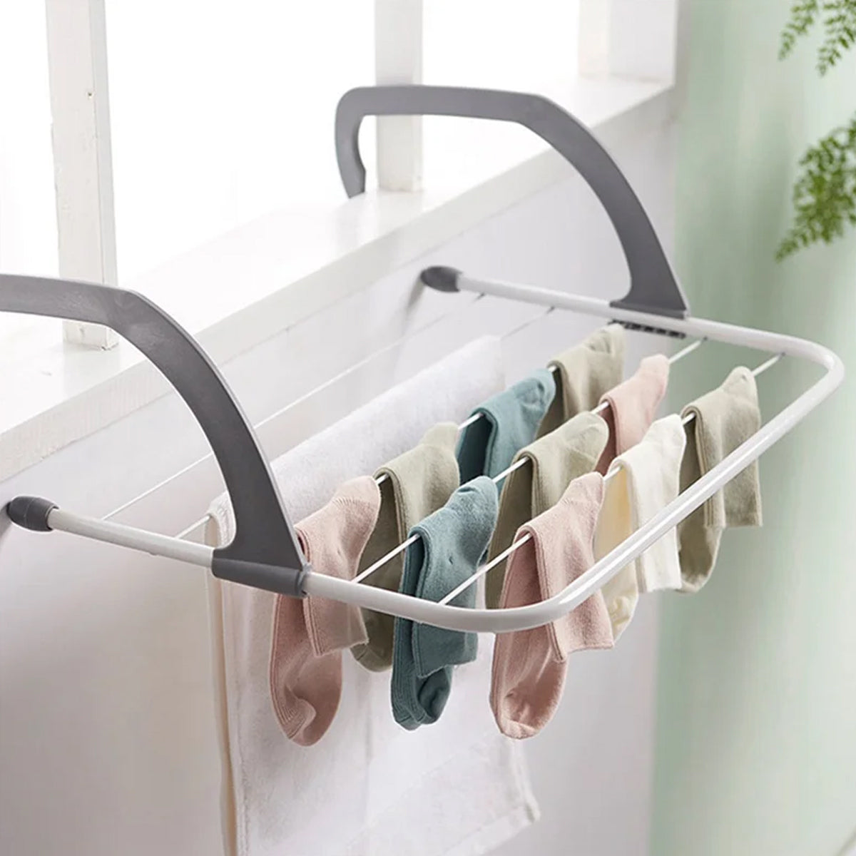 2 Pcs Foldable Drying Rack with Adjustable Hooks – Product View 13