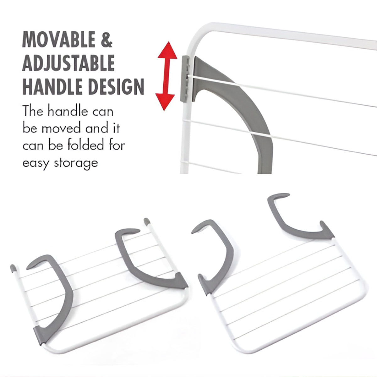 2 Pcs Foldable Drying Rack with Adjustable Hooks – Product View 5