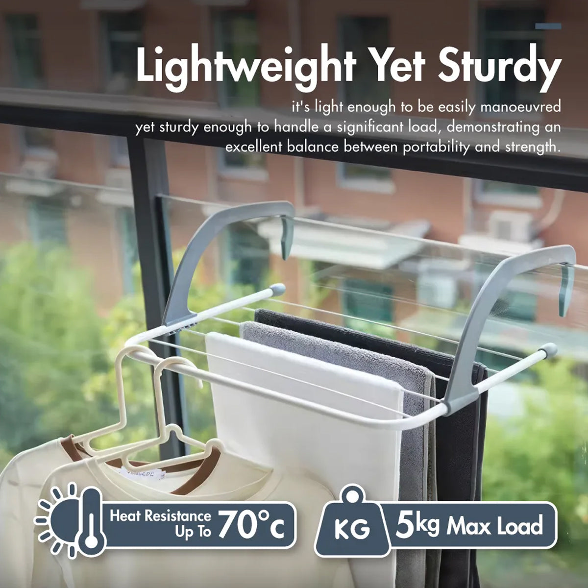 2 Pcs Foldable Drying Rack with Adjustable Hooks – Product View 7