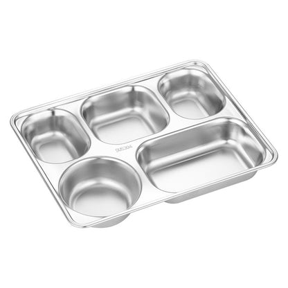 Stainless Steel Divided Square Dinner Plates, 8 Pcs
