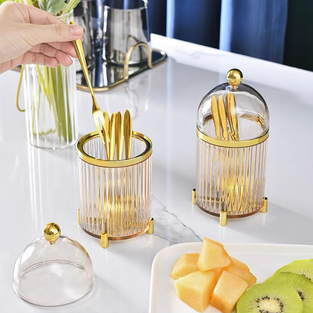 Gold Fruit Fork Set for Hotel Dining Service