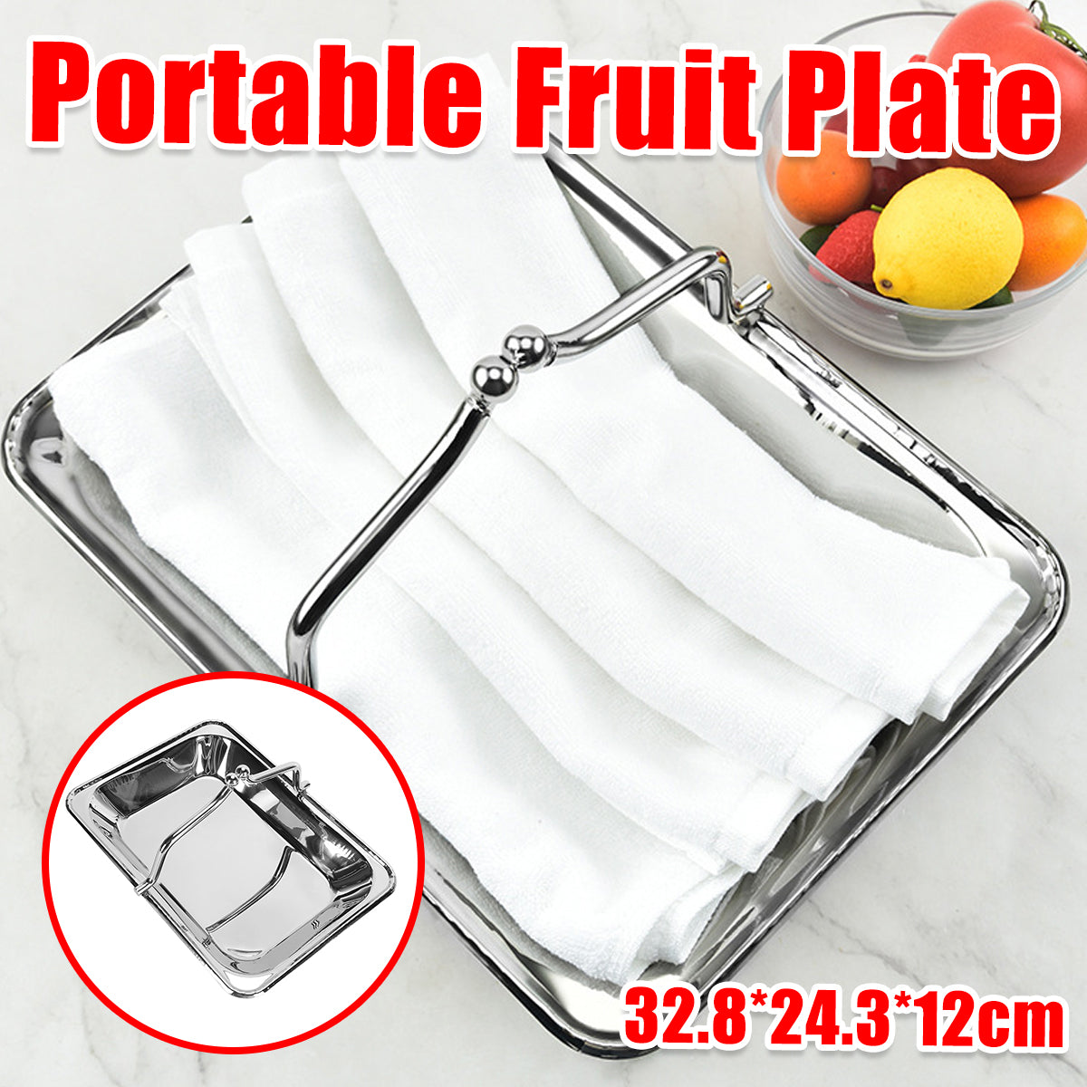 Stainless Steel Serving Basket with Handles for Hotel