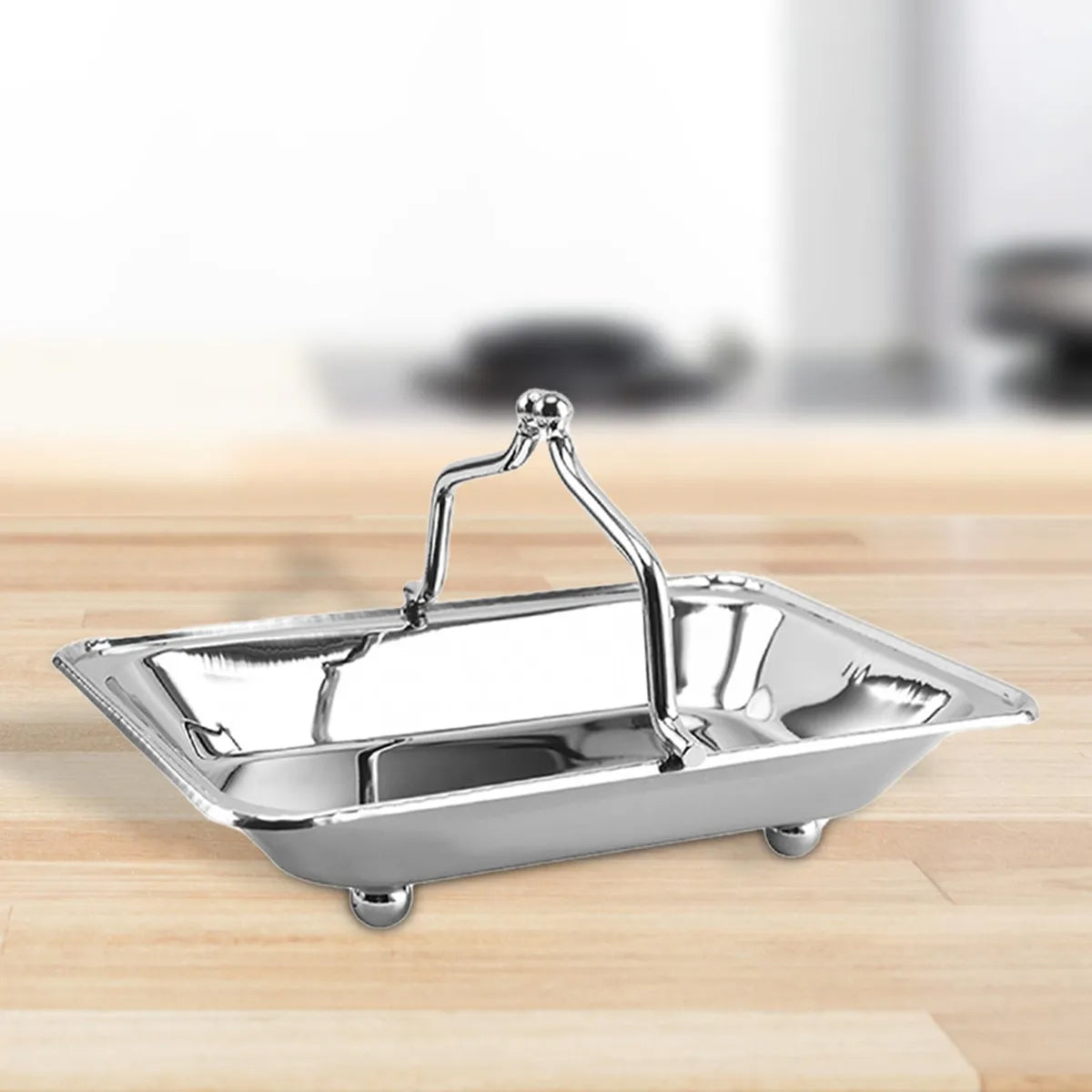 Stainless Steel Serving Basket with Handles for Hotel