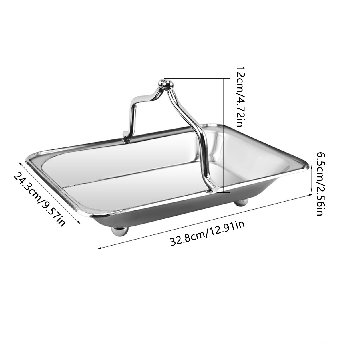 Stainless Steel Serving Basket with Handles for Hotel