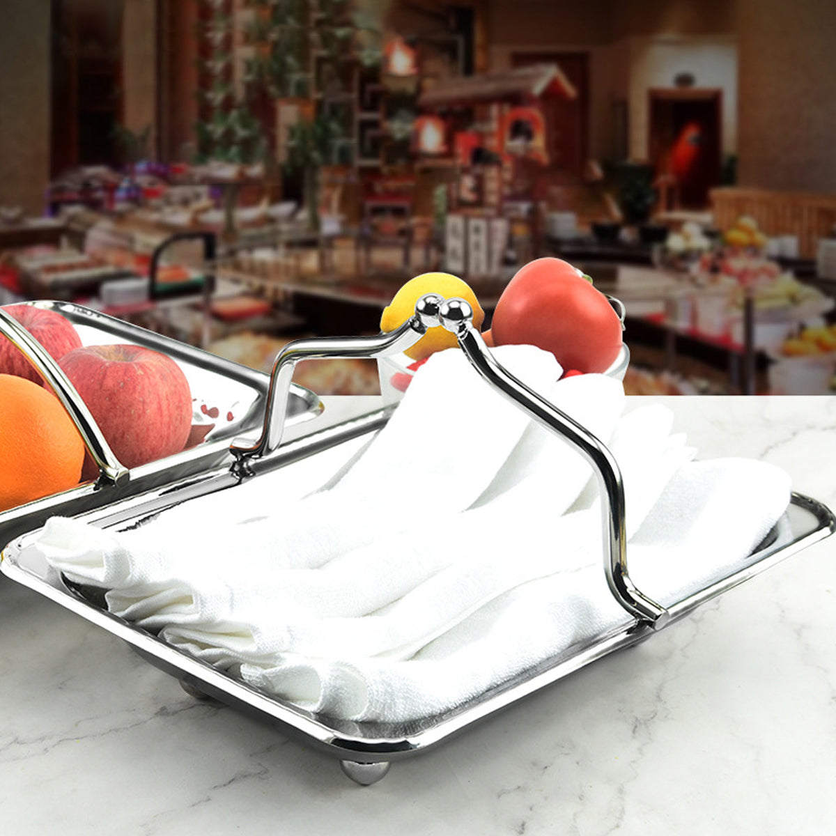 Stainless Steel Serving Basket with Handles for Hotel