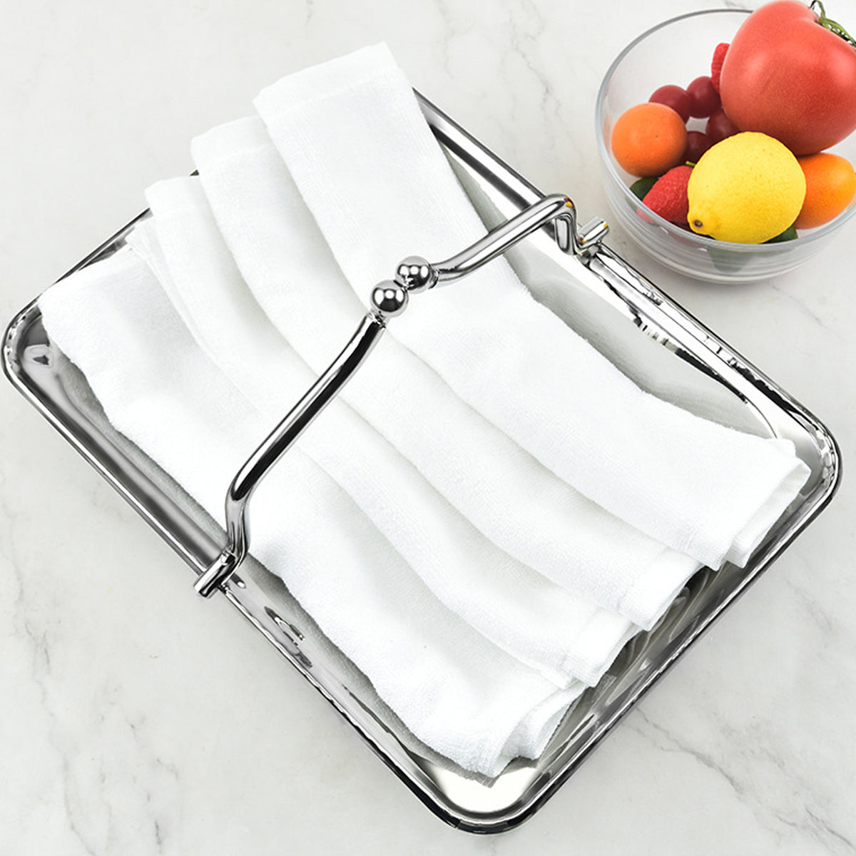 Stainless Steel Serving Basket with Handles for Hotel
