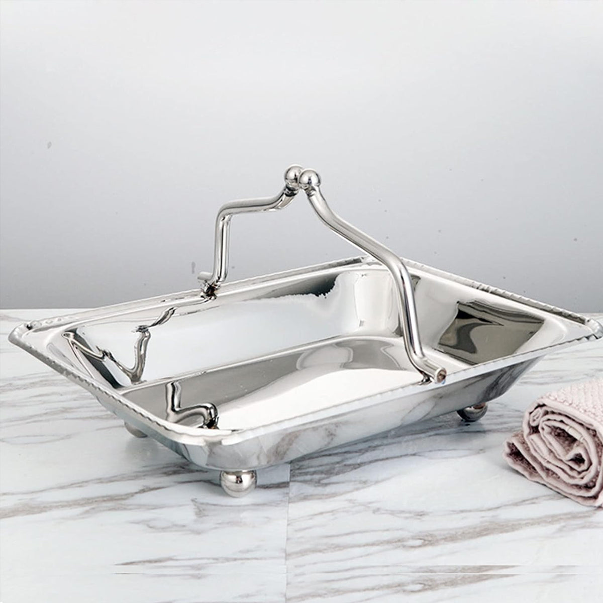 Stainless Steel Serving Basket with Handles for Hotel