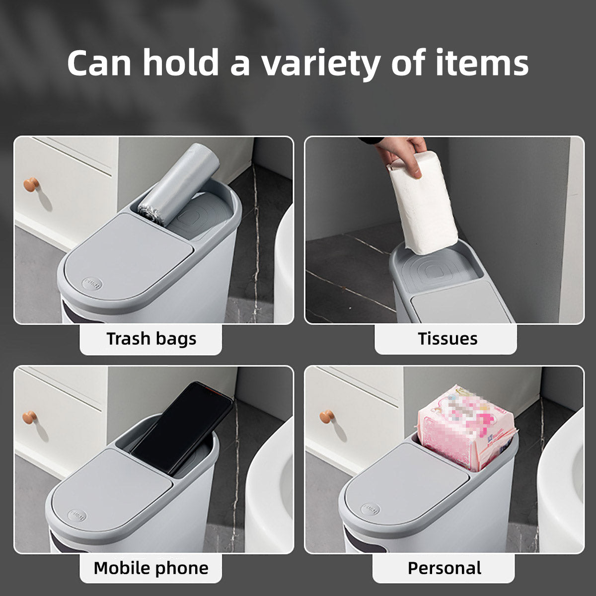 Simple Garbage Can with Lid Household Clamped Plastic Bucket Flip Lid Kitchen
