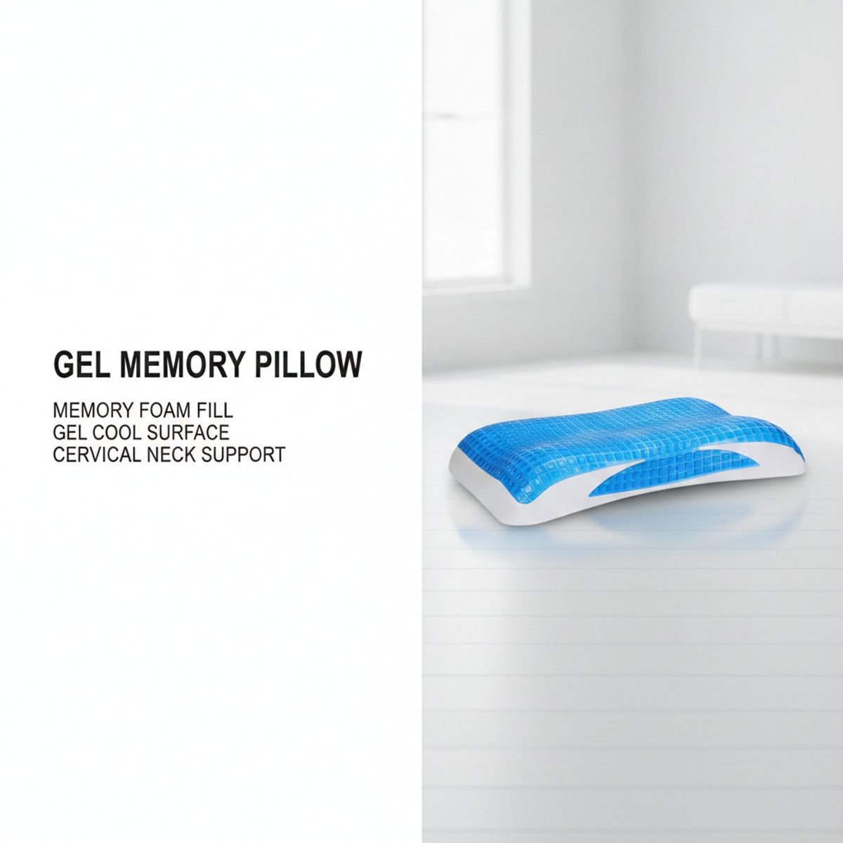 Gel Memory Foam Pillow with Slow Rebound Core – Product View 2