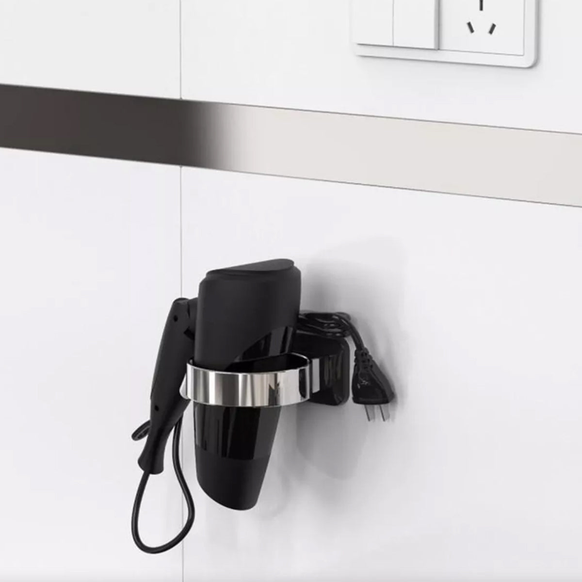 Hair Dryer Holder Rack Sturdy Wall Mount Toilet Bathroom Steel Stand Storage AU