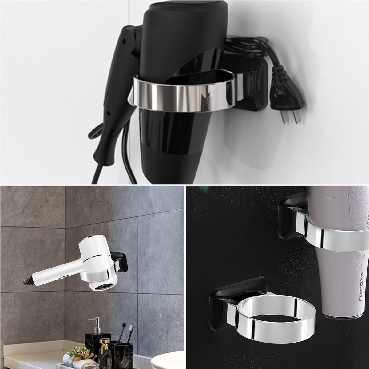 Hair Dryer Holder Rack Sturdy Wall Mount Toilet Bathroom Steel Stand Storage AU