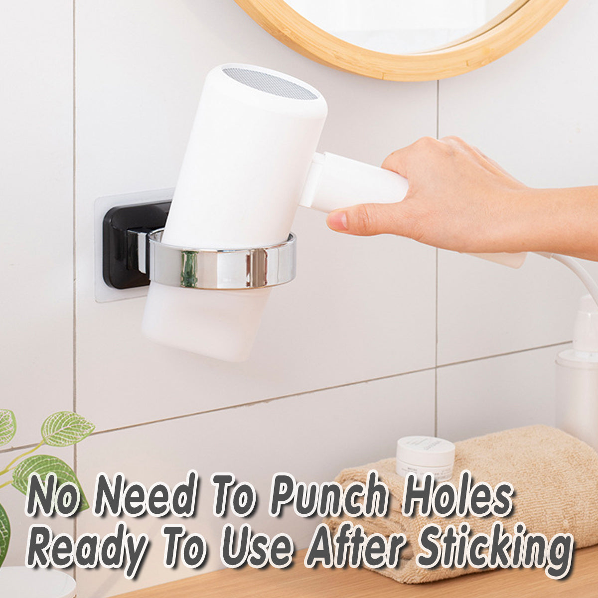 Hair Dryer Holder Rack Sturdy Wall Mount Toilet Bathroom Steel Stand Storage AU