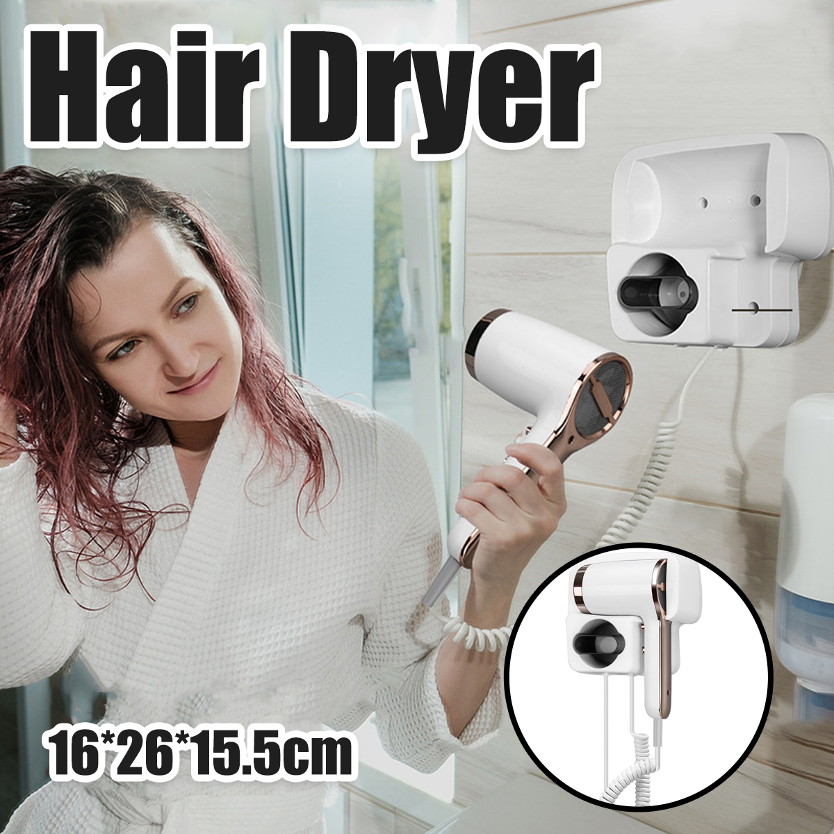 Hair Dryer Wall Mounted Electric Household Hair Dryer Blow Dryer with Holder