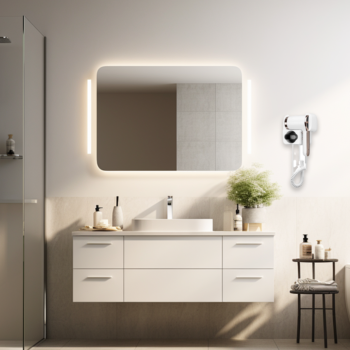 Hair Dryer Wall Mounted Electric Household Hair Dryer Blow Dryer with Holder