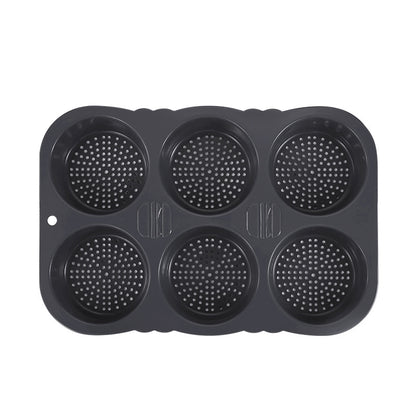 Silicone Hamburger Bun Pan Non-Stick Bread Mold, 6 Cavity