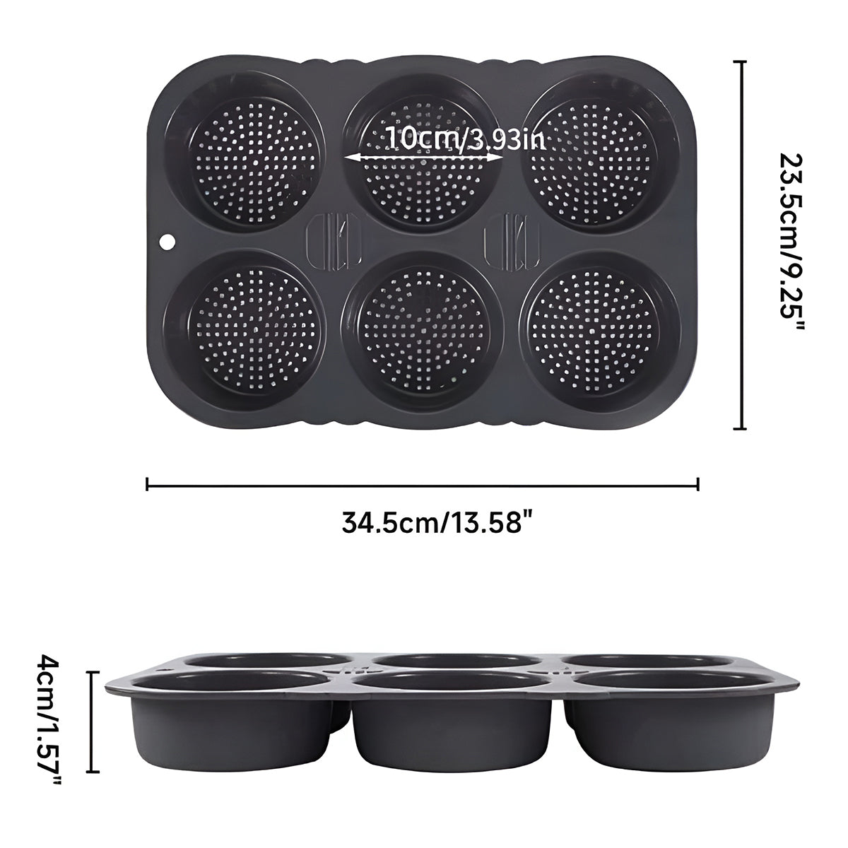Silicone Hamburger Bun Pan Non-Stick Bread Mold, 6 Cavity
