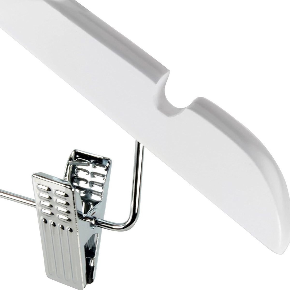10 Pcs Solid Wood Non-Slip Pants Hangers with Clips White Finish