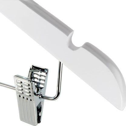 10 Pcs Solid Wood Non-Slip Pants Hangers with Clips White Finish