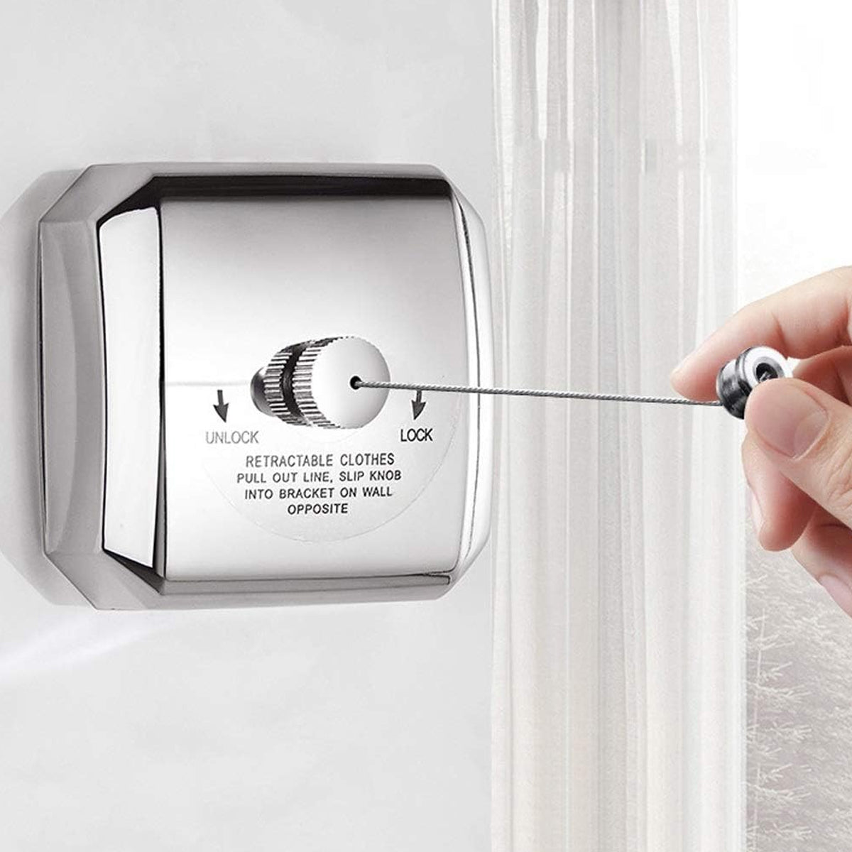 2.8m Retractable Indoor Clothesline Stainless Steel Wire Mount