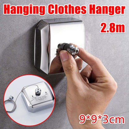 2.8m Retractable Indoor Clothesline Stainless Steel Wire Mount