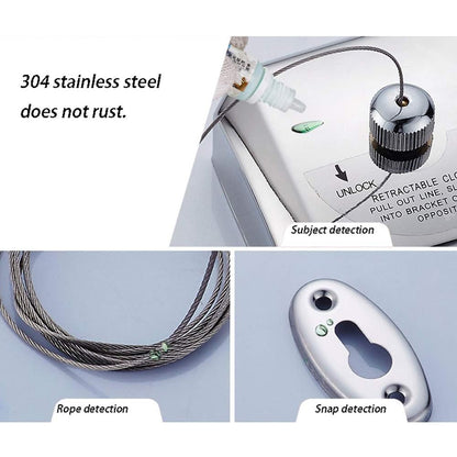 2.8m Retractable Indoor Clothesline Stainless Steel Wire Mount