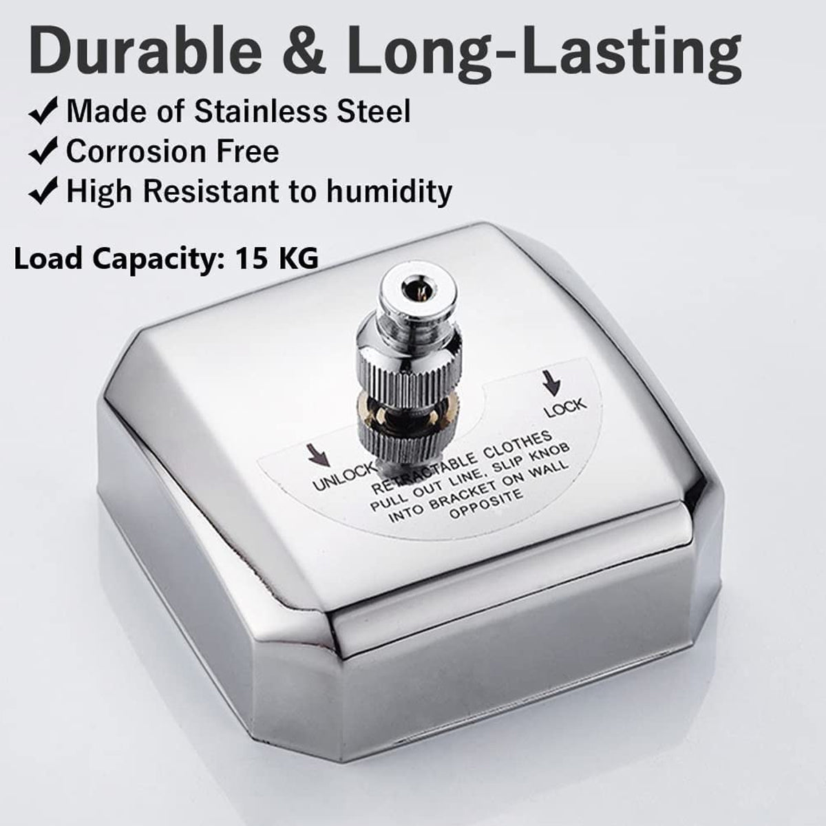 2.8m Retractable Indoor Clothesline Stainless Steel Wire Mount