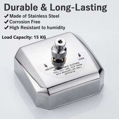 2.8m Retractable Indoor Clothesline Stainless Steel Wire Mount