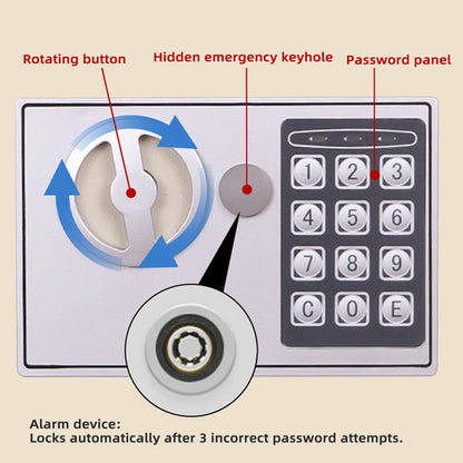 Compact Digital Password Lock Safe Box Sturdy Metal