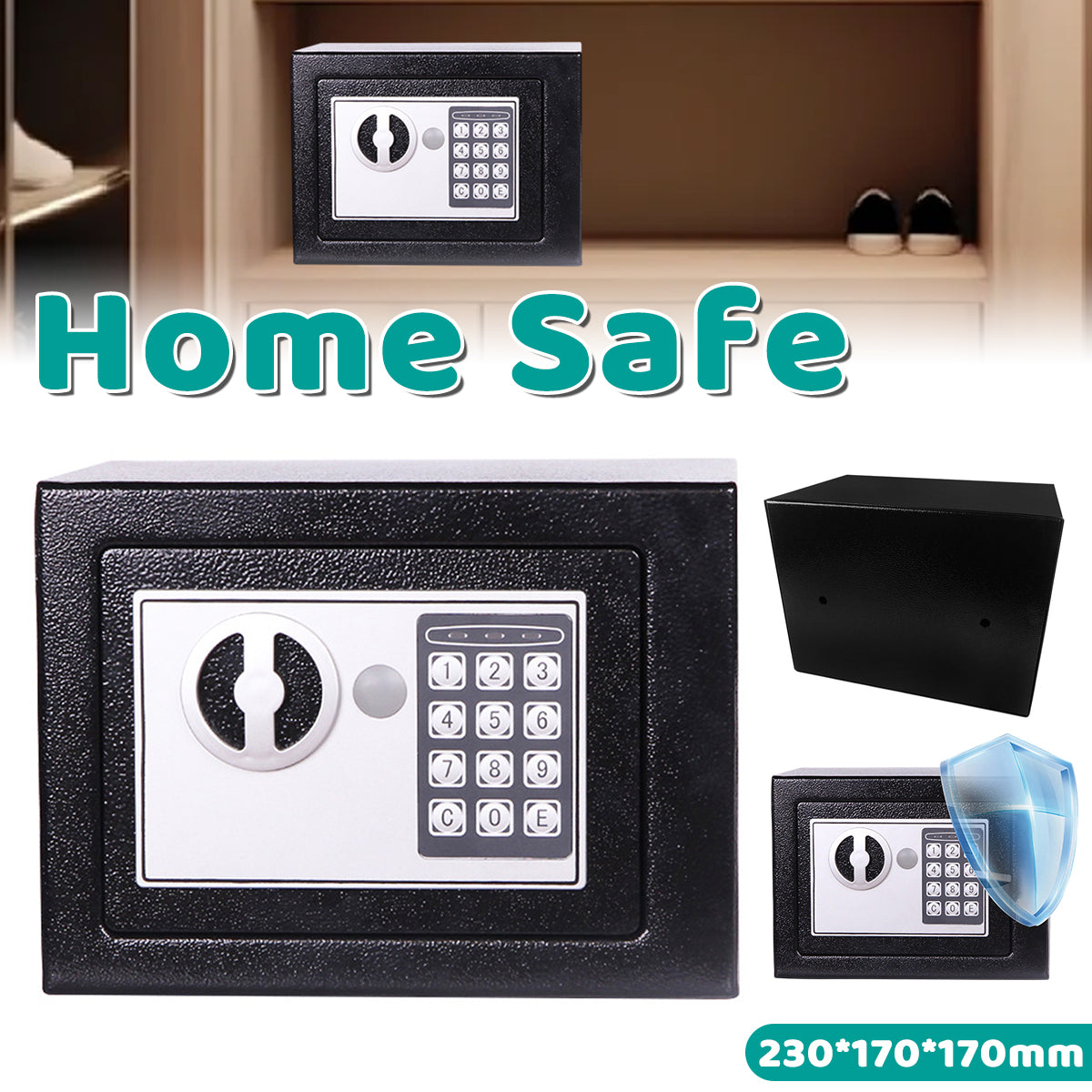Compact Digital Password Lock Safe Box Sturdy Metal