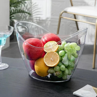 2PCS Transparent 3.5L Ice Bucket Large Capacity Wine Beer Cooler Picnic Basket